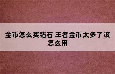 金币怎么买钻石 王者金币太多了该怎么用